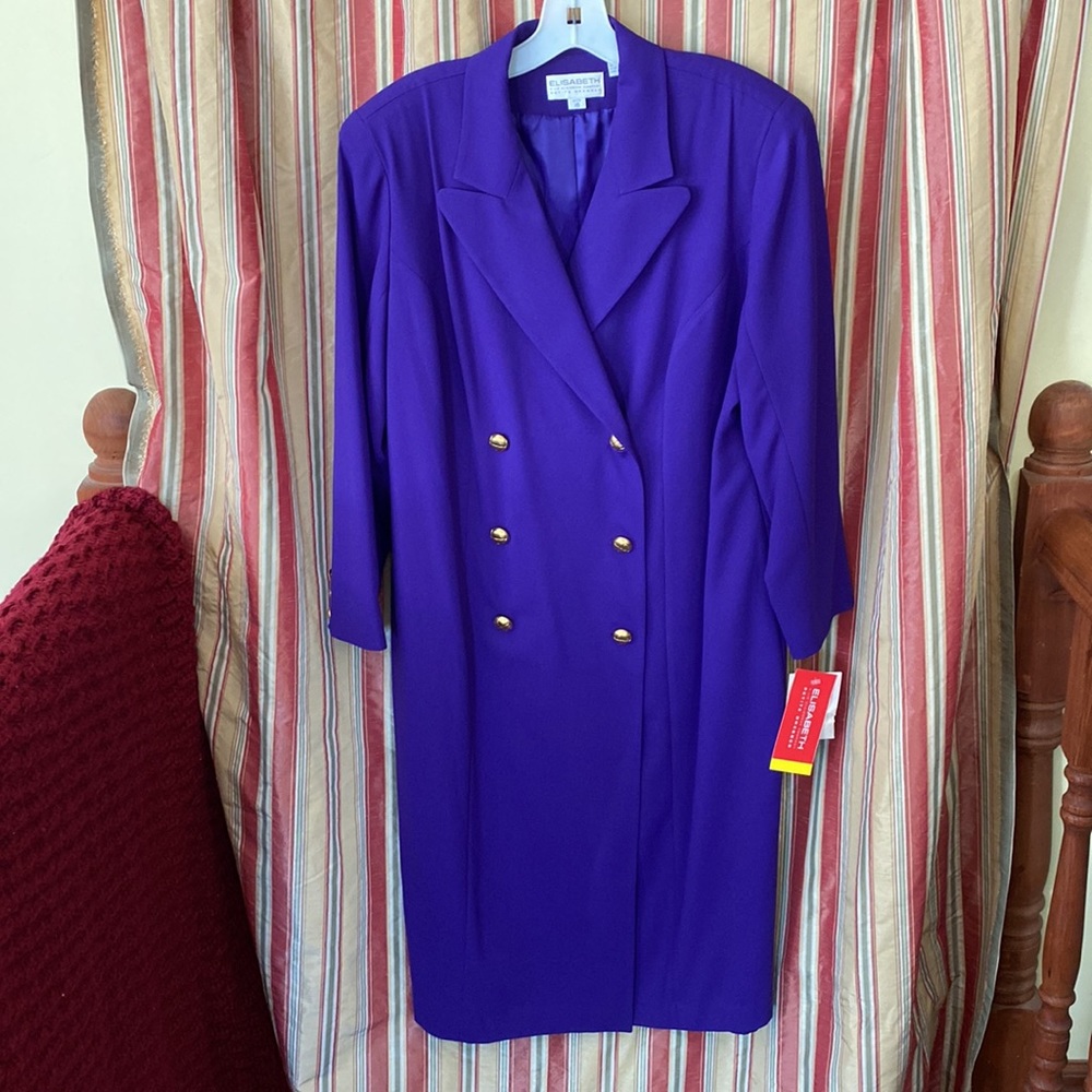 NWT Elizabeth a Liz Claiborne Comp petite purple size 16 P 43 inch Dress Jacket